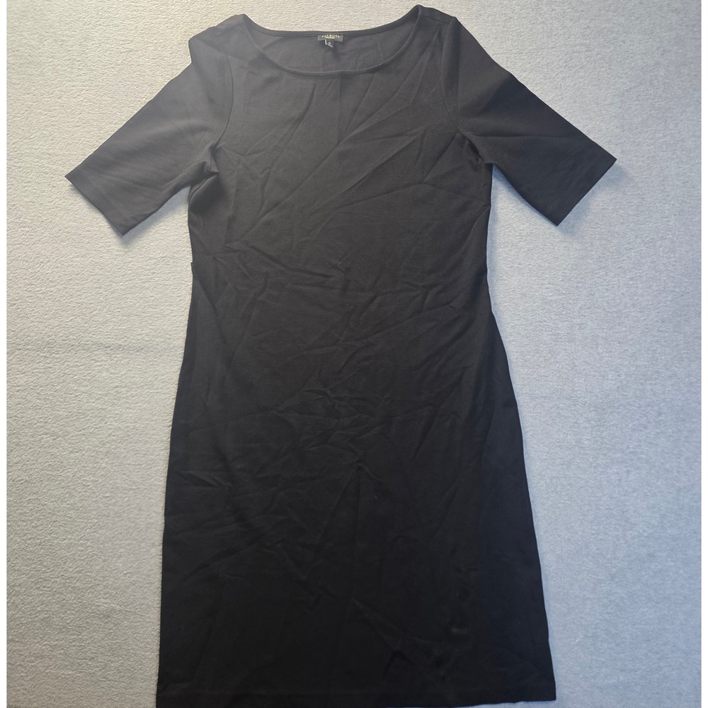 Talbots Office Dress Womens 10 Black Short Sleeve Sheath Career Workwear Knit